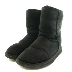 UGG australia ダブリュークラシックショート W Classic Short ムートンブーツ ショートブーツ USA6 23.0cm 黒 ブラック ●D レディース