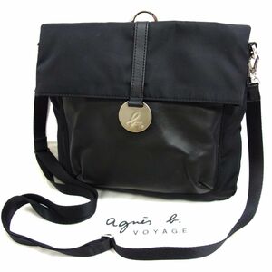 美品 定価27,500円◆agnes b. VOYAGE アニエスベー 2way ショルダーバッグ リュック レザー切替 日本製 レディース 1円スタート