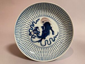 【輝】71 時代 染付皿/中国古玩 中国美術 青花 骨董品 時代品 美術品 古美術品