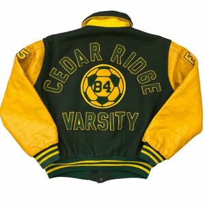 60s HEWITT MFG Flynntan スタジャン 袖革 レザー Varsity Jacket スタジアム ジャケット チェーンステッチ刺繍 ヒューイット ヴィンテージ