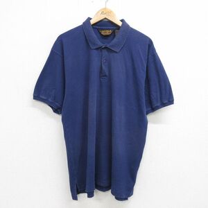 XL/古着 エディーバウアー 半袖 ブランド ポロ シャツ メンズ 90s 無地 コットン 紺 ネイビー 24jun14 中古 トップス