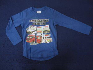 新品　47014B-120　働く車シリーズ　長袖Ｔシャツ　青　レターパック発送（代引き不可）