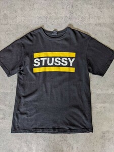 STUSSY Tシャツ Ｍ 黒 ブラック 半袖 ステューシー 00s ヴィンテージ アーカイブ イエロー OLD 90s 