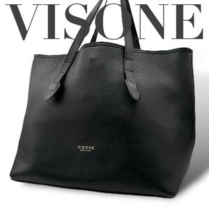 美品　VISONE ヴィゾーネ　トートバッグ　A4 レザー　ブラック　黒