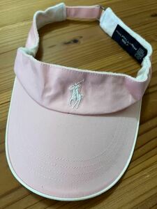 RalphLauren GOLF ゴルフサンバイザー ワンポイント ラルフローレンゴルフ 薄ピンクホースマーク GOLF ゴルフウェア 帽子