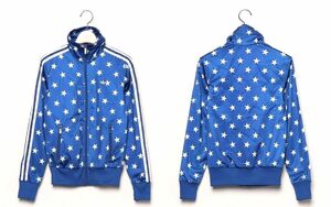 #古着屋大和 きゃりーぱみゅぱみゅ 正規品 adidas オリジナルス 40周年限定 星柄 トラックトップ トラックジャケット ジャージ L サイズ 青