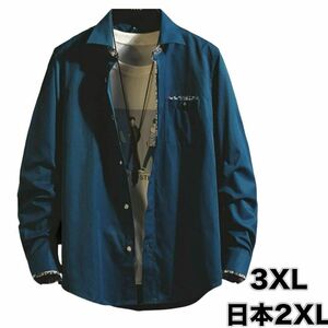 [C&CL] 【 ノンアイロン 】 メンズ 長袖シャツ 綿 ダンガリー 2XL