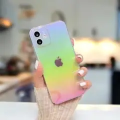 iPhone13mini ケース インスタ映え オーロラ 虹色 スマホカバー