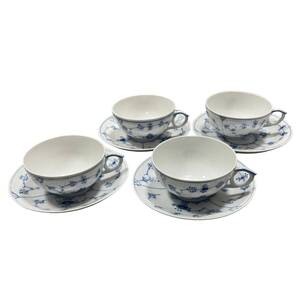 ◆中古品◆ Royal Copenhagen ロイヤルコペンハーゲン ブルーフルーテッド プレイン カップ＆ソーサー 4客セット 食器 kyP11281N