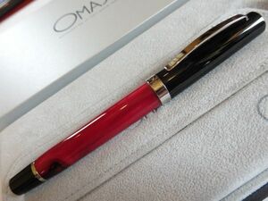 ◆OMAS オマス　ボローニャ　レッド&ブルーパール万年筆　ペン先：14ｋ585Fソリッドゴールド　　