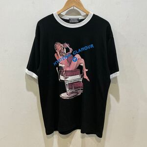 HYSTERIC GLAMOUR ヒステリックグラマー HAIR CUT TEE リンガー Tシャツ 半袖 アメカジ ストリート ブラック Lサイズ 702376