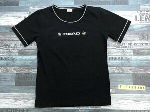 HEAD ヘッド レディース ロゴプリント ステッチ入 半袖Tシャツ M 黒