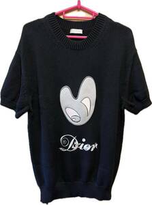 正規 21SS DIOR × KENNY SCHARF ディオール ケニーシャーフ KIM JONES キムジョーンズ ロゴ 刺繍 半袖 ニット Tシャツ 黒 XS 143M656AT294