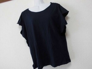 assk6-796☆H&M/エイチアンドエム　バタフライ袖カットソー　トップス　半袖プルオーバー　丸首　無地　ネイビー　Mサイズ　