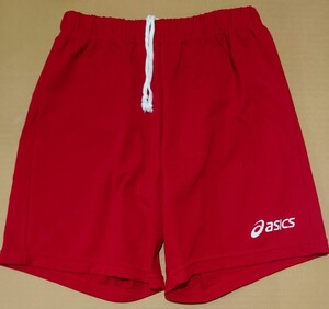 中古★アシックス レディース ハーフパンツ 赤 Lサイズ ショートパンツ 短パン ジャージ生地 スポーツウェア ASICS 女子 匿名配送