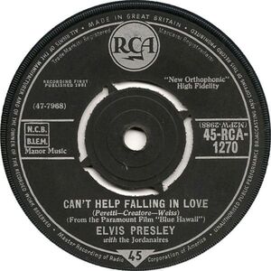 英7 Elvis Presley, The Jordanaires Cant Help Falling In Love 45RCA1270 RCA /00080