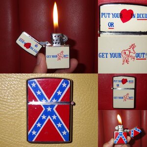 60’S★KRON★レベルフラッグ★オイルライター★ビンテージ★南軍旗★サザンクロス★USA★PUT YOUR HEART IN DIXIE OR GET YOUR ASS OUT