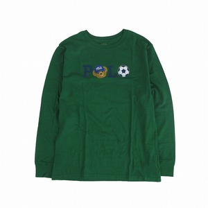 ポロラルフローレン POLO RALPH LAUREN キッズ サッカーボール ベア Tシャツ 長袖 ロゴ カットソー 子供服 160 グリーン ur81