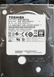 TOSHIBA MQ01ABF032 2.5インチ 7mm SATA600 320GB 66回 16699時間