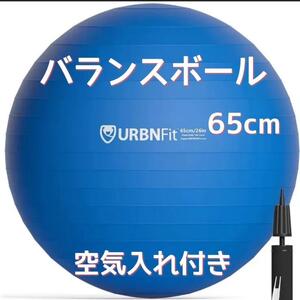 URBNFIt バランスボール エクササイズ 65cm 空気入れ付き　ブルー