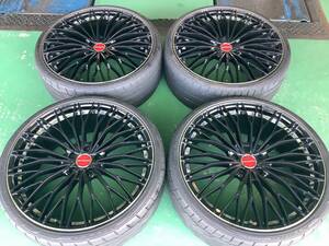 【中古+未使用】レアマイスター ティニャネロ 21x8.5J 5H 114.3 +48 4本 1台分 255/30R21 ブラック メッシュ カスタム エルグランド MAZDA6