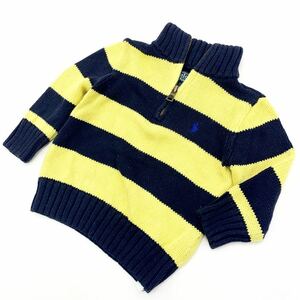 ■ポロ ラルフローレン POLO RALPH LAUREN コットン ニットセーター ベビー 12M 80cm 12か月 イエロー 濃紺 ネイビー■H144