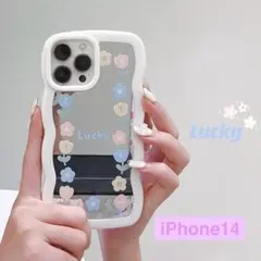 スマホケース　iPhone14　花柄　可愛い　ミラー