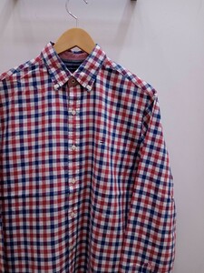 ★F090 US古着 TOMMY HILFIGER トミーヒルフィガー 長袖シャツ サイズS チェック 赤青白 