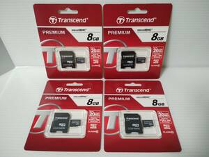 4枚セット　未使用・未開封品　8GB　Transcend　PREMIUM　microSDHCカード　microSDカード　メモリーカード