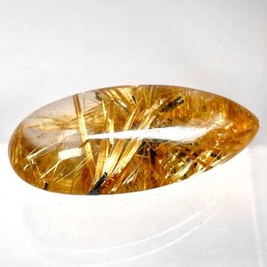 ソ付き!!1円〜!!◆天然ルチレィテッドクォーツ 57.428ct◆d 約36.8×19.3×12.3mm ルース 裸石 宝石 クォーツ w3 266