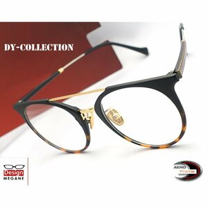 【眼鏡一式 度付レンズセット】★designメガネ★DY-Collection Black×Gold ダブルブリッジ ボストン型 度付き/度なし/伊達メガネ【通販】