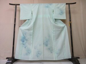 1円 良品 正絹 着物 訪問着 絽 夏物 式典 和装 和服 水色 萩 菊 秋草文 高級 単衣 身丈151cm 裄61cm【夢職】★★★