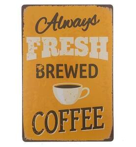 K188 新品●ブリキ看板 コーヒー ALWAYS FRESH BREWED COFFEE カフェ 喫茶店 cafe インテリアに レトロ アンティーク