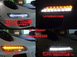 ●ポルシェ 911/997前期車両用 高輝度LEDバンパー補助ライト /ファイバーLED/987/PORSCHE/ポジション、ウインカー、フォグ一体型