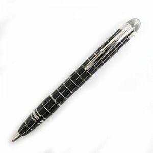 良品△MONTBLANC モンブラン スターウォーカー メタルラバー PIX ホワイトスター ツイスト式 ボールペン 黒×シルバー ドイツ製 筆記確認◎