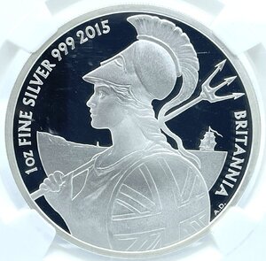 最高鑑定 2015年 イギリス NGC PF70 ULTRA CAMEO 銀貨 ブリタニア 2ポンド 1オンス 初期発行1250枚 英国 モダンコイン