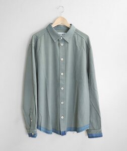 ★未使用 LOEWE ◆ RAW EDGES OVERSHIRT 製品染め デニムシャツ グレーインディゴ サイズ56 (下げ札付) オーバサイズ 長袖 ロエベ ◆ES11