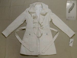 ■タグ付新品:襟がひらひら ベルト付白いジャケット M 　　　DmR72