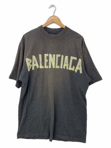 BALENCIAGA◆23ss/Tape Type Medium Fit Tee/Tシャツ/S/グレー/ダメージ・デストロイ加工