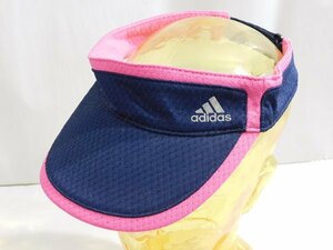 アディダスadidas■サンバイザー ゴルフ　帽子■フリーサイズ(54~57cm)■ネイビー×ピンク　※2414523