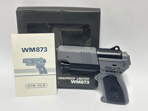 (82) SLIDING SYSTEM WINDPROOF LIGHTER WM873 日本製 ガスライター ピストル型 喫煙具 説明書 箱付き