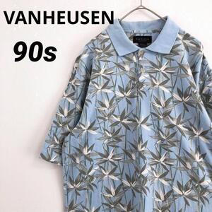 VANHEUSEN　ヴァンヒューゼン　半袖ポロシャツ　アロハシャツ　花柄　90s