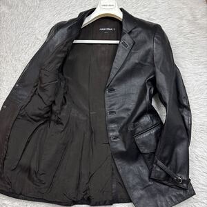 【完全頂点!!!極美品!!!】現行 GIORGIO ARMANI ジョルジオアルマーニ レザージャケット ゴートレザー 黒 ブラック メタルボタン 黒タグ