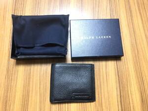 【入手困難】最高品質◎RALPH LAUREN★今は幻 BLACK LABEL★イタリー製 カーフレザー ペブルドレザー 最高級 2つ折りウォレット/財布 RRL