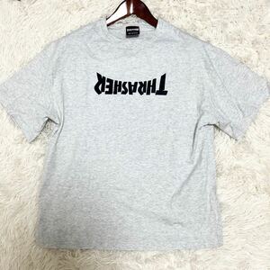 1円〜 美品 希少 THRASHER スラッシャー Tシャツ アウトレット限定 逆さロゴ UPSIDE DOWN LOGO グレー メンズ M コットン オーバーサイズ