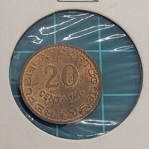 【138008 L16】希少品　ポルトガル領　モザンビーク　20センタボ硬貨　1961年　旧硬貨　コイン　古銭　東アフリカ