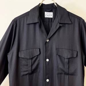 希少《 Dead Stock / Black Rayon 》50s デッド【 Crosley 黒 ブラック レーヨン ループ 開襟 ボックスシャツ ビンテージ 】