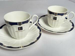 ★コレクター必見！！ GIVENCHY PORCELAINE YAMAKA ジバンシー 金彩 デザイン カップ＆ソーサー 2客セット 洋食器 コーヒーカップ S122306