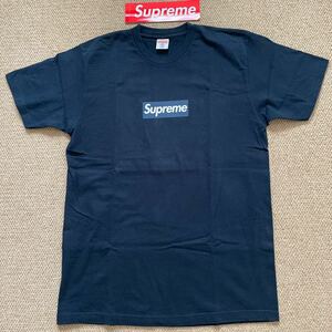 美品 Supreme シュプリーム Box Logo Tee サイズL Tシャツ 紺色 ネイビー ニューヨーク ヤンキース コラボ 47 ボックスロゴ ステッカー付