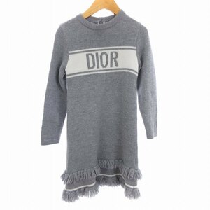 クリスチャンディオール Christian Dior ワンピース ニット セーター 長袖 ひざ丈 ロゴ ウール 1WBM14DRSH グレー 6 ■SM1 キッズ